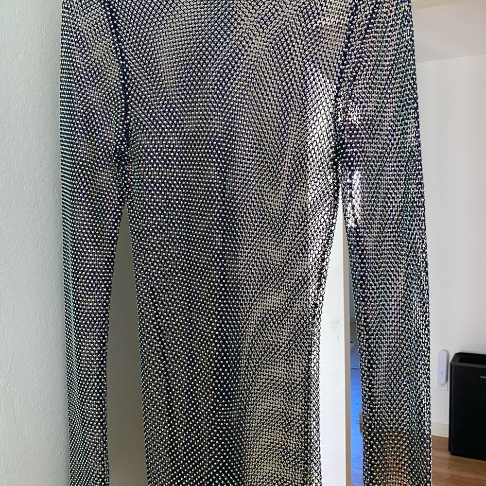 Rhinestone Free People long sleeve mesh top